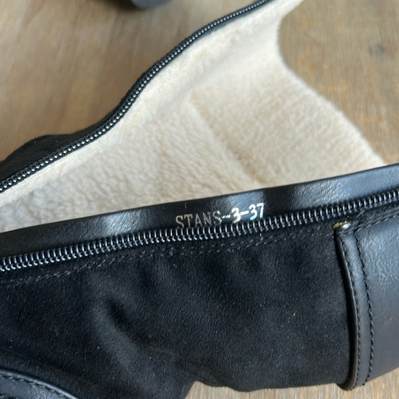 Scarpini Black Faux Leather Suede Boots Mid Calf Block Rubber Heel EU Size 37 - Picture 13 of 17